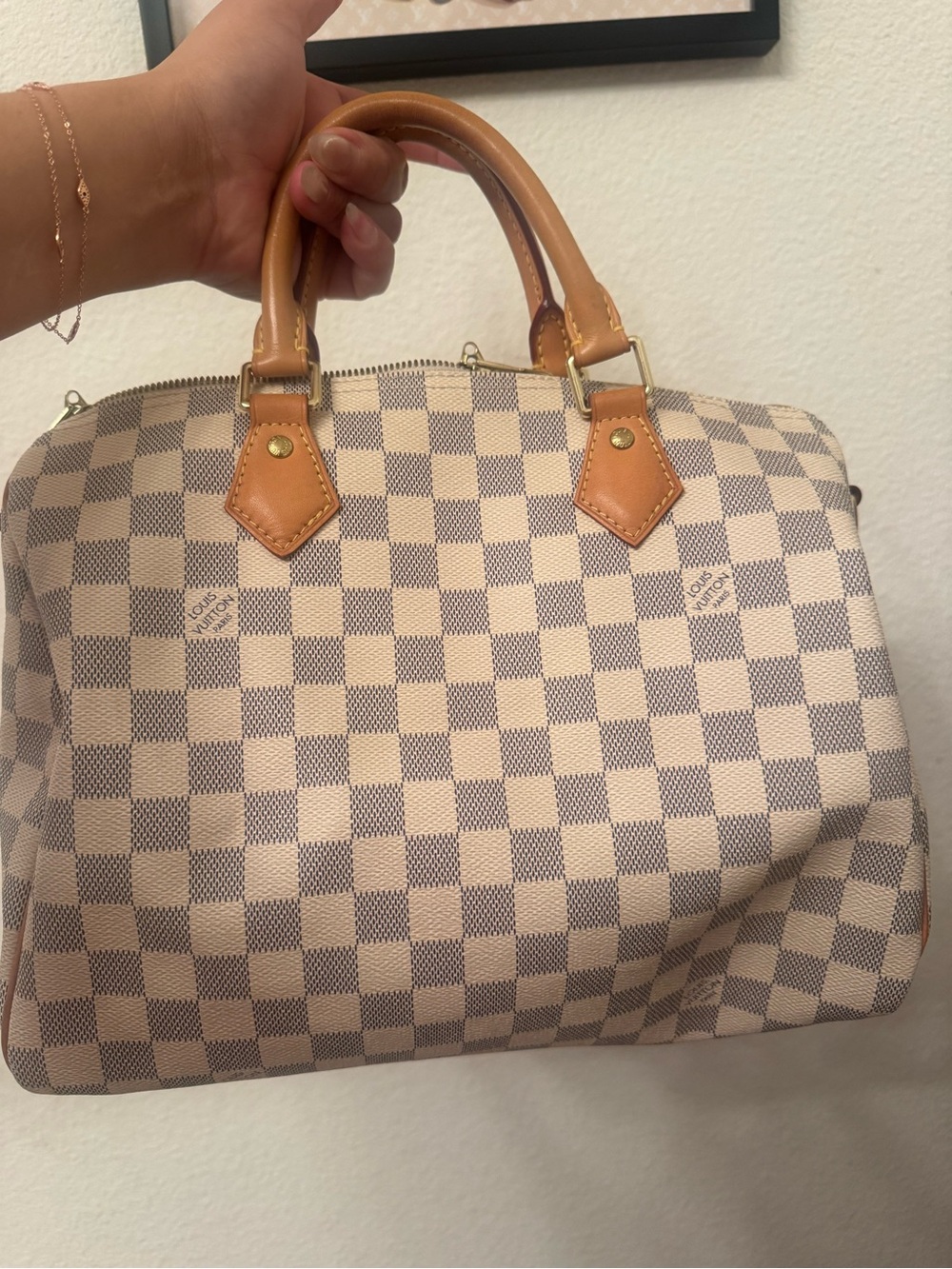 Louis Vuitton Damier Azur speedy B30 Satchel in Cream & Tan